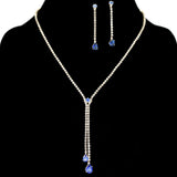 97189, TEARDROP CUBIC ZIRCONIA ACCENT PAVE RHINESTONE NECKLACE SET