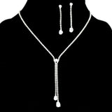 97189, TEARDROP CUBIC ZIRCONIA ACCENT PAVE RHINESTONE NECKLACE SET