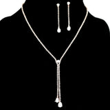 97189, TEARDROP CUBIC ZIRCONIA ACCENT PAVE RHINESTONE NECKLACE SET