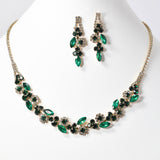 97190, FLORAL CRYSTAL RHINESTONE NECKLACE SET