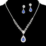97192, TEARDROP CUBIC ZIRCONIA ACCENT PAVE RHINESTONE NECKLACE SET