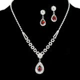 97192, TEARDROP CUBIC ZIRCONIA ACCENT PAVE RHINESTONE NECKLACE SET