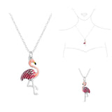 97208, 3D FLAMINGO ENAMEL PENDANT NECKLACE