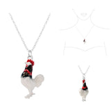 97209, 3D ROOSTER ENAMEL PENDANT NECKLACE