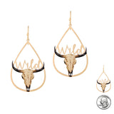 97211, "WILD" STEER HEAD DANGLE EARRING