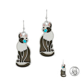 97212, CAT ENAMEL ABSTRACT GLASS DANGLE EARRING