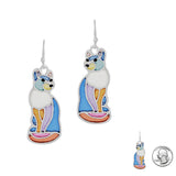 97212, CAT ENAMEL ABSTRACT GLASS DANGLE EARRING