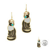 97212, CAT ENAMEL ABSTRACT GLASS DANGLE EARRING