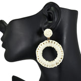 97217, RAFFIA ROUND DANGLE EARRING