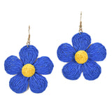 97218, RAFFIA FLOWER DANGLE EARRING