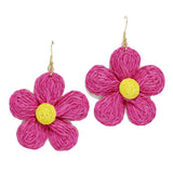 97218, RAFFIA FLOWER DANGLE EARRING