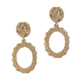97222, OVAL SHAPE TEXTURED METAL EARRING