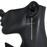 97726, GOLD DIPPED CROSS WITH RHINESTONE DROP DANGLE EARRING