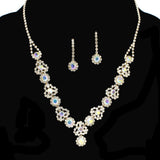 97740, ROUND PAVE RHINESTONE NECKLACE SET
