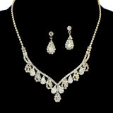97743, TEARDROP ACCENT PAVE RHINESTONE NECKLACE SET