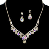 97743, TEARDROP ACCENT PAVE RHINESTONE NECKLACE SET