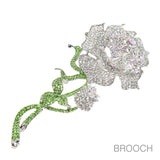 100392, ROSE FLOWER CRYSTAL RHINESTONE PIN BROOCH