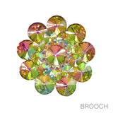 97750, BUBBLE FLOWER RHINESTONE PIN BROOCH
