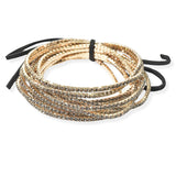 97761, GOLD PLAITING WITH BROWN AND BLACK TONES PAVE RHINESTONE MULTI LAYERED STRETCH BRACELET SET