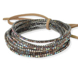 97761, HEMATITE PLATIED WITH COLORFUL PAVE RHINESTONE MULTI LAYERED STRETCH BRACELET SET