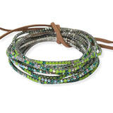 97761, HEMATITE PLATIED WITH COLORFUL PAVE RHINESTONE MULTI LAYERED STRETCH BRACELET SET