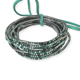 97761, HEMATITE PLATIED WITH COLORFUL PAVE RHINESTONE MULTI LAYERED STRETCH BRACELET SET