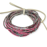 97761, HEMATITE PLATIED WITH COLORFUL PAVE RHINESTONE MULTI LAYERED STRETCH BRACELET SET