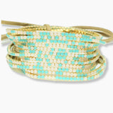 97761, GOLD PLAITING  WITH BLUE TONES PAVE RHINESTONE MULTI LAYERED STRETCH BRACELET SET
