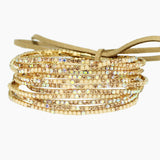 97761, GOLD PLAITING WITH BROWN AND BLACK TONES PAVE RHINESTONE MULTI LAYERED STRETCH BRACELET SET