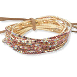 97761, GOLD PLAITING WITH PINK TONES PAVE RHINESTONE MULTI LAYERED STRETCH BRACELET SET