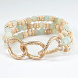 97762, TEXTURED CHAIN ACCENT BEADED STRETCH BRACELET
