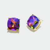 97767, ROUNDED SQUARE RHINESTONE STUD EARRING