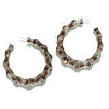 97769, TWO TONE ACRYLIC BAMBOO HOOP EARRING