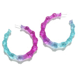 97769, TWO TONE ACRYLIC BAMBOO HOOP EARRING