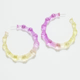 97769, TWO TONE ACRYLIC BAMBOO HOOP EARRING