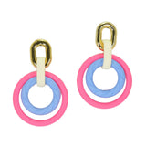 97772, MATTE FINISH GEOMETRIC ROUND EARRING
