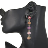 97778, DAISY FLOWER RHINESTONE DANGLE EARRING