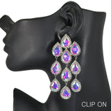 97791, TEARDROP RHINESTONE ACCENT DROP DANGLE EARRING