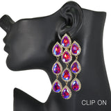 97791, TEARDROP RHINESTONE ACCENT DROP DANGLE EARRING