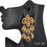 97791, TEARDROP RHINESTONE ACCENT DROP DANGLE EARRING