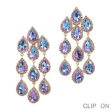 97791, TEARDROP RHINESTONE ACCENT DROP DANGLE EARRING