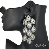 97791, TEARDROP RHINESTONE ACCENT DROP DANGLE EARRING