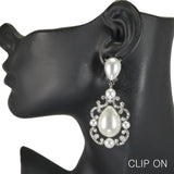 97792, TEARDROP ACCENT PAVE RHINESTONE EARRING