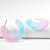 97796, TWO TONE MATTE ACRYLIC ROUND HOOP EARRING