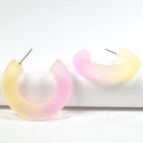 97796, TWO TONE MATTE ACRYLIC ROUND HOOP EARRING