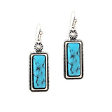 97800, WESTERN RECTANGLE TURQUOISE STONE EARRING