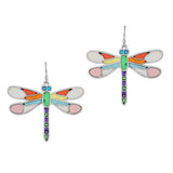 97801, DRAGONFLY ABSTRACT GLASS DANGLE EARRING