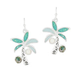 97805, PALM TREE GLITTER STONE DANGLE EARRING
