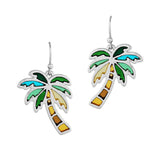 97807, PALM TREE ABSTRACT GLASS DANGLE EARRING