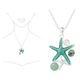 97808, STARFISH GLITTER STONE PENDANT NECKLACE